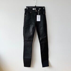 FRAME “The Alix” Coated Skinny Jeans – Black (Size 24) — NWT